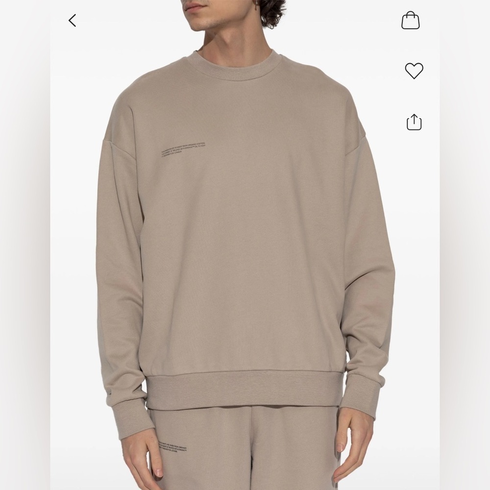 PANGAIA Beige Crewneck Sweatshirt with Chest Graphic, Size XS (Unisex)